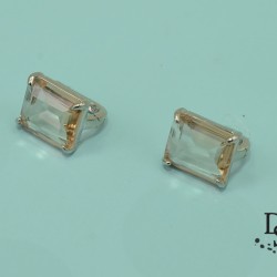 Луксозни сребърни обеци с голям бежав австрийски кристал, OSB0087 NEW