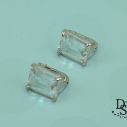 Луксозни сребърни обеци с голям австрийски кристал.  OSB0082 NEW