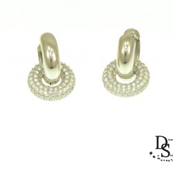  Луксозни сребърни обеци, Модел Tiffany с фини бели цирконий. OSB0092 NEW