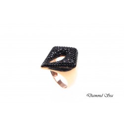 Луксозен пръстен от розово сребро с черен оникс. PS0038 NEW