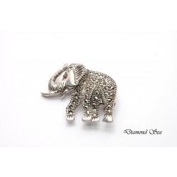  Луксозна сребърна брошка  слонче с камъни марказит. SB0007 NEW Разпродаден