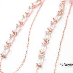 Луксозни обеци  от розово сребро със цирконий. OS0049