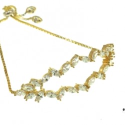 Луксозна сребърна гривна с позлата 18к злато, багетни камъни. GSZ0040 NEW