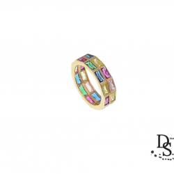 Луксозен пръстен от розово сребро. Многоцветни багетни камъни. PSR10003 NEW