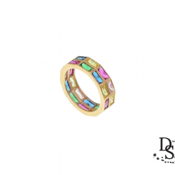 Луксозен пръстен от розово сребро. Многоцветни багетни камъни. PSR10003 NEW