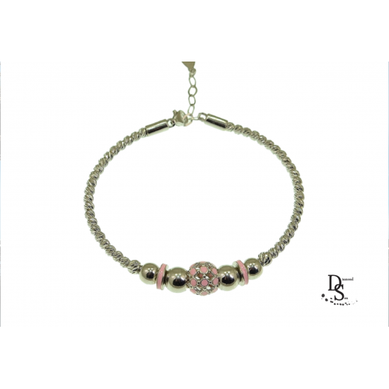 Луксозна сребърна гривна с красиви розови  елементи. GSB50001 NEW