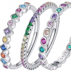 Луксозен италиански сребърен пръстен с многоцветни цирконий. PSB0051 NEW