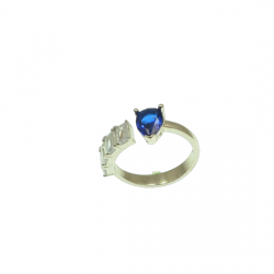 Луксозен сребърен пръстен, багетни камъни, син цирконий. PSB10006 NEW