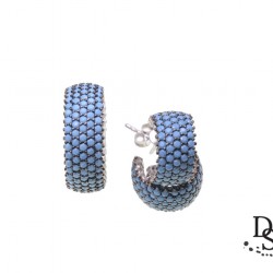 Луксозен сребърен комплект, пръстен  и обеци с фини камъни тюркоаз. KSB10001 NEW