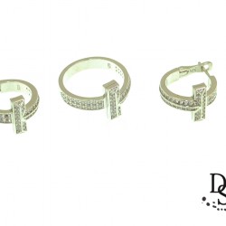  Луксозен сребърен комплект обеци с пръстен, проба 925, Модел Tiffany . KSB0048 NEW