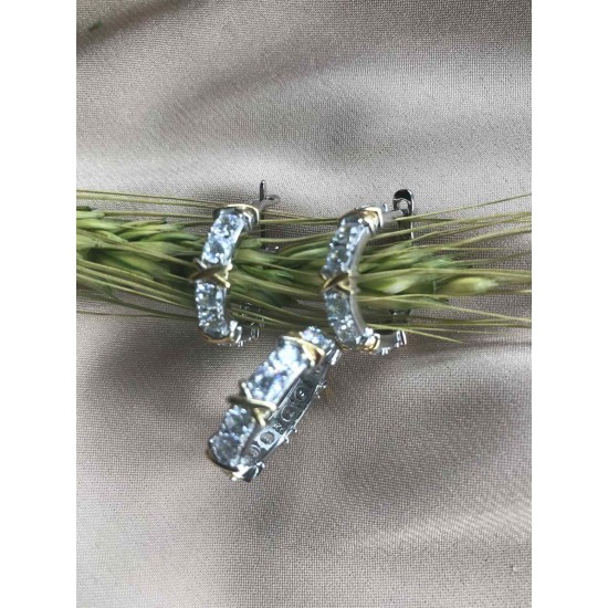  Луксозен сребърен комплект, обеци  и пръстен, Модел Tiffany. KSBZ0055 NEW