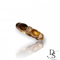  Луксозен тайландски пръстен от розово сребро с камък тигрово око. PSR0059 NEW NEW