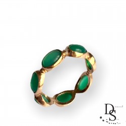  Луксозен тайландски пръстен от розово сребро с камък тигрово око, зелен. PSR0060 NEW NEW
