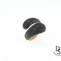 Луксозен пръстен от розово сребро с фини камъни черен оникс. PSR0060 